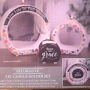 Decorative 3 PC Candle Holder Set. Candles Not Included.